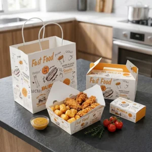 Custom Logo Eco Friendly Fast Food Takeaway Paper Packaging Box for French Fries Fried Chicken Hot Dog Burger