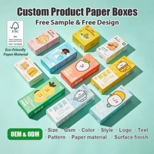 Custom Logo Eco-Friendly Food and Cosmetic Packaging Box, Foldable Small White Cardboard Ivory Board Paper