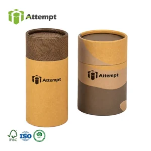 Custom Logo Eco Friendly Kraft Paper Cylinder Packaging Box Embossed Leaf Pattern for Perfume Essential Oil Tea Candle