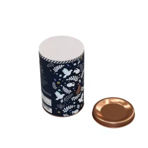 Custom Logo Eco Friendly Recyclable Food Grade Cardboard Tube Packaging Composite Paper Canister Rose Gold Metal Lid Cookie