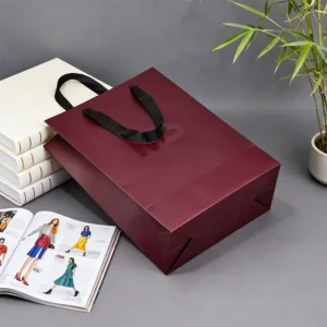 Custom Logo Eco Friendly Red Cardboard Luxury Waterproof Handheld Clothing Paper Bags for Shopping Mall Packaging