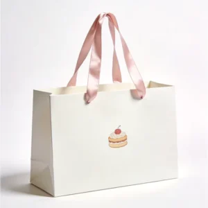 Custom Logo Eco-Friendly White Card Paper Gift Bag with Die-Cut Handle for Clothing Shopping