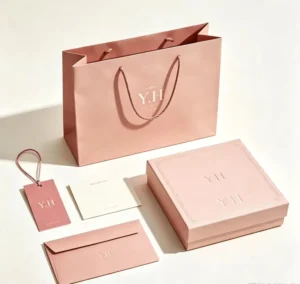 Custom Logo Embossed Rigid Gift Box Packaging Set with Sponge-Lined Paper Bag, Hang Tag, Envelope, Card, and Full-Paper Photo Frame