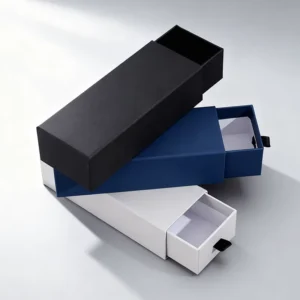 Custom Logo Eyewear Packaging Glasses Paper Box Ready To Ship Black White Drawer Style Rigid Boxes Embossing Printing