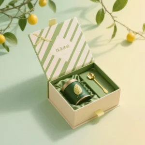 Custom Logo FSC Matcha Powder and Whisk Set Gift Box with Rigid Cardboard Tea Packaging