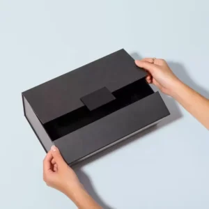 Custom Logo Factory Direct Two-Door Opening Black Rigid Paperboard Gift Box with Magnetic Closure