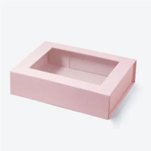 Custom Logo Foldable Magnetic Rigid Cardboard Gift Box with Clear Lid Window