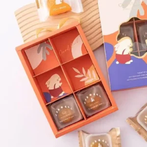 Custom Logo Foldable Moon Cake Paper Gift Box with Handle