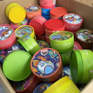 Custom Logo Food Grade Chocolate Candy Gummies Puzzle Cardboard Paper Tube Packaging Round Kraft Paper Canister Tube Container