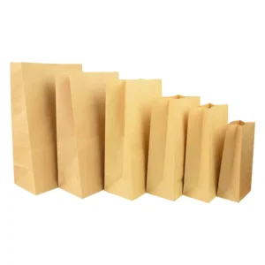 Custom Logo Food Grade Kraft Paper Bag Without Handle for Bread Pizza Milk Packaging SOS Brown Carrying Bag