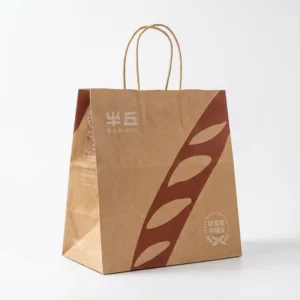 Custom Logo Food Grade Kraft Paper Bags Greaseproof Fast Food Takeaway Packaging Bags Flat Bottom Brown Kraft Paper Bag