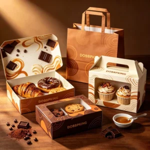 Aangepaste Logo Voedselveilige Papieren Koekjesdoos met Doorzichtig Venster, Vouwbare Bakkerij Verpakkingsdoos