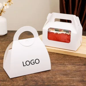 Custom Logo Food Grade Paper Gable Boxes with Window for Shipping Cake, Cookies and Treats