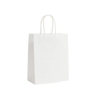 Custom Logo Full Color Print White Paper Recyclable Personalized Retail Gift Shopping Bag for Food Delivery Sugar with Handle