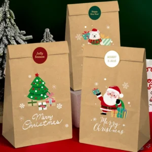 Custom Logo Gift Bags Santa Claus Paper Bags Christmas Eve Packaging Bags