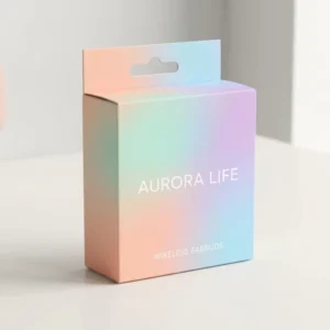 Custom Logo Gradient Folding Paperboard Retail Box with Top Hanger for Electronic Accessories