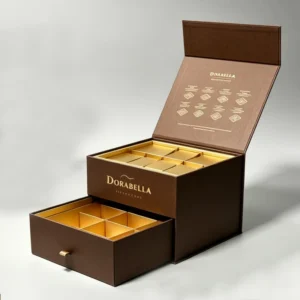 Custom Logo Hot Stamping Magnetic Closure Recyclable Paper Box for Nuts Snacks and Chocolate With Sliding Lining