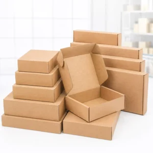 Custom Logo Kraft Corrugated Mailer Boxes, Self-Locking, for Clothing and Phone Cases
