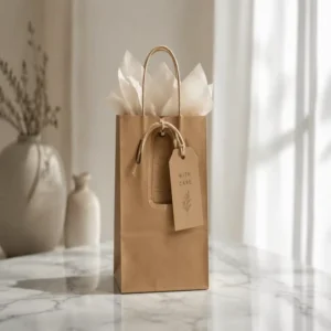 Custom Logo Kraft Paper Bag Apparel Boutique Clothing Store Bag with Handles and Label