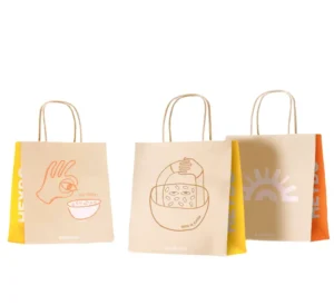 Custom Logo Kraft Paper Bags with Handles for Food Takeaway Eco Friendly Brown White Packaging Bags