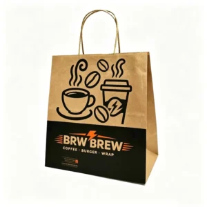 Custom Logo Kraft Paper Bakery Packaging Bags with Twisted Handles for Bread Cake Pastry Takeaway
