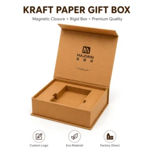 Custom Logo Kraft Paper Magnetic Rigid Gift Box with Rectangle Shape and Insert Made in China for Gift Packaging