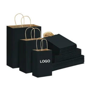 Custom Logo Kraft Paper Shopping Bags With Twisted Handle Recycled Biodegradable Food Grade Gift Takeaway Bags