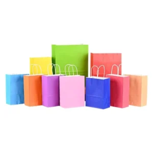 Custom Logo Kraft Paper Takeaway Food Bags With Paper Rope Handles, Reusable Shopping Gift Bags in Custom Colors and Sizes
