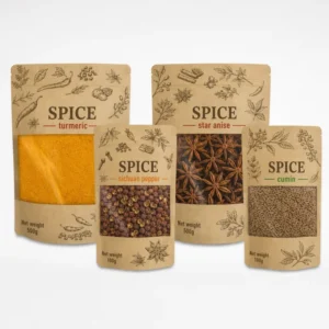 Aangepaste Logo Kraft Staande Zipper Pouch Aroma Lock Specerijzakken voor Steranijs, Prikly Ash, Komijn en Gemengde Specerijen
