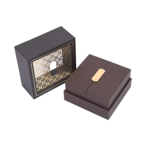 Aangepaste Logo Laser-geknipte Presentatiedoos met Gouden Foliepatroon voor Bedrijfsgeschenken