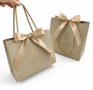 Custom Logo Luxury Clothing Retail Bag Packing Gift Bag De Papel Shopping Paper Bags With Ribbon Handles