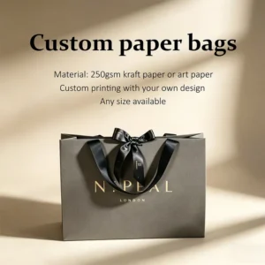 Custom Logo Luxury Gift Carry Bag High Quality Cardboard Paper Shopping Bag With Ribbon Handle