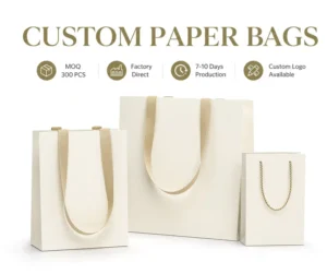 Custom Logo Luxury Kraft Paper Shopping Bag Eco friendly Recyclable Boutique Carrier Ribbon Handle Elegant Premium Gift Craft