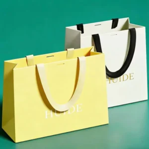 Custom Logo Luxury Shopping Paper Bag with Ribbon Handles for Packaging Shoes Shopping and Wedding Tote Bags