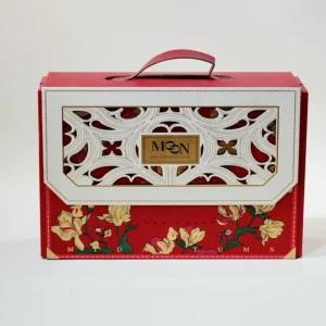 Custom Logo Magnetic Flip-Top Mooncake Gift Box with Gold Foil Embossing for Festival Celebrations