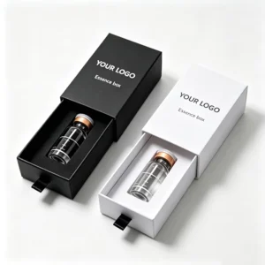 Aangepaste Logo Matte Lade Stijl Rigide Cadeau Doos Lege Papieren Verpakkingsdoos Ampoule Essence Vial Met Lint Trek Tab