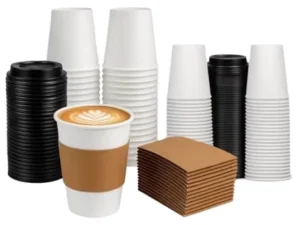 Custom Logo Paper Coffee Cups with Lids and Sleeves 12 oz
