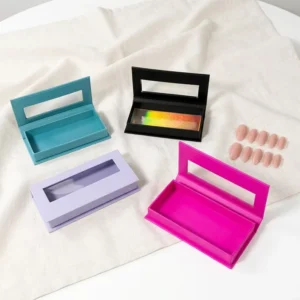 Custom Logo Press-On Nails Gift Box with Magnetic Closure and Clear Window