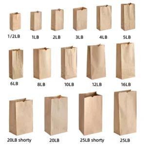 Custom Logo Print 16lb Bolsas De Papel Brown Craft Paper Kraft SOS Bag Takeout for Restaurant Food Lunch Service Bread Delivery