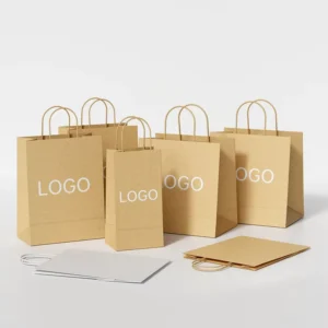 Custom Logo Print Kraft Paper Takeaway and Shopping Bag