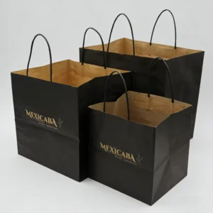 Custom Logo Printed Big Capacity Restaurant Food Takeaway Shopping Bag Wide Square Bottom Kraft Paper Bag
