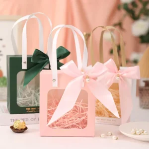 Custom Logo Printed Biodegradable Recyclable Kraft Paper Gift Box with Window for Wedding Thank-You Gifts