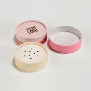 Custom Logo Printed Biodegradable Round Cosmetic Loose Powder Paper Jar Box Round Cylinder Sifter Paper Tube Canister Top Shaker