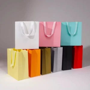 Custom Logo Printed Brown Coated Paper Craft Shopping Bag Hand Length Handle Screen Printing Recycled Photo Frames