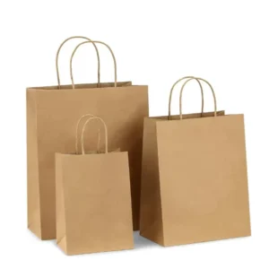 Custom Logo Printed Brown Handle Kraft Paper Bag for Fast Food Packaging