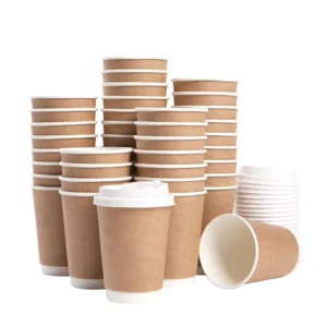 Custom Logo Printed Disposable Single-Wall and Double-Wall Gold Foil Hot Drink Paper Coffee Cup with Lid