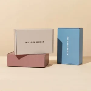 Custom Logo Printed Ear Lock Corrugated Cardboard Paper Mailer Shipping Box