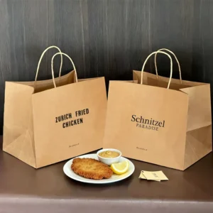 Custom Logo Printed Eco Friendly Food Grade Brown Kraft Bag Biodegradable Recyclable Takeaway Bread Bag for Tonkatsu Snacks