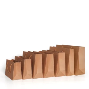 Custom Logo Printed Eco Friendly Recycled Kraft Paper Bags with Handle for Restaurant Cafe Takeaway Beer Tea Packaging