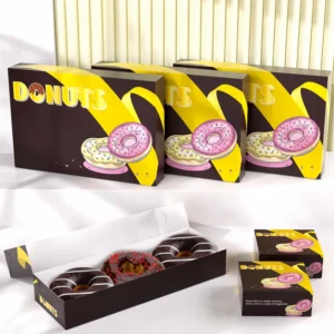 Aangepaste Logo Bedrukte Voedselveilige Kraft Papieren Karton Doos voor Gebak, Taart, Macaron en Dessert